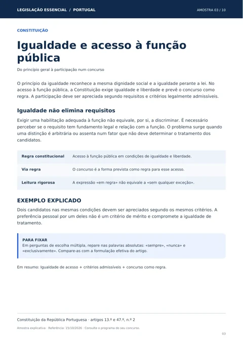 Amostra 3: Igualdade e acesso à função pública