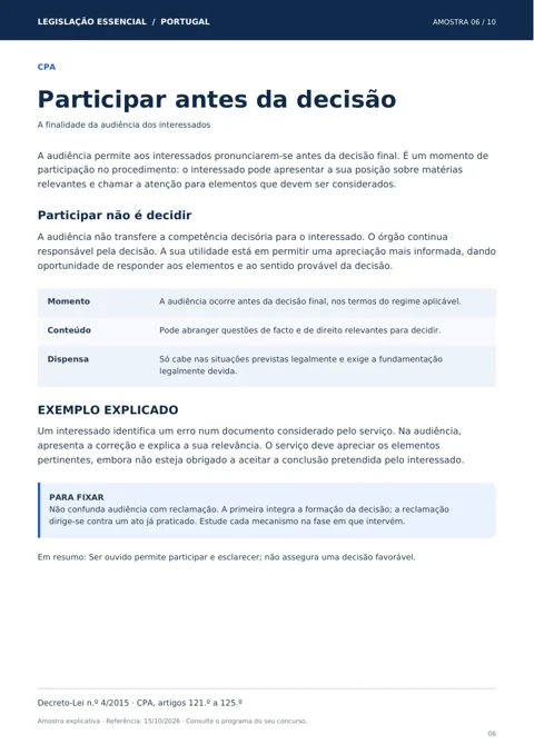 Amostra 6: Participar antes da decisão